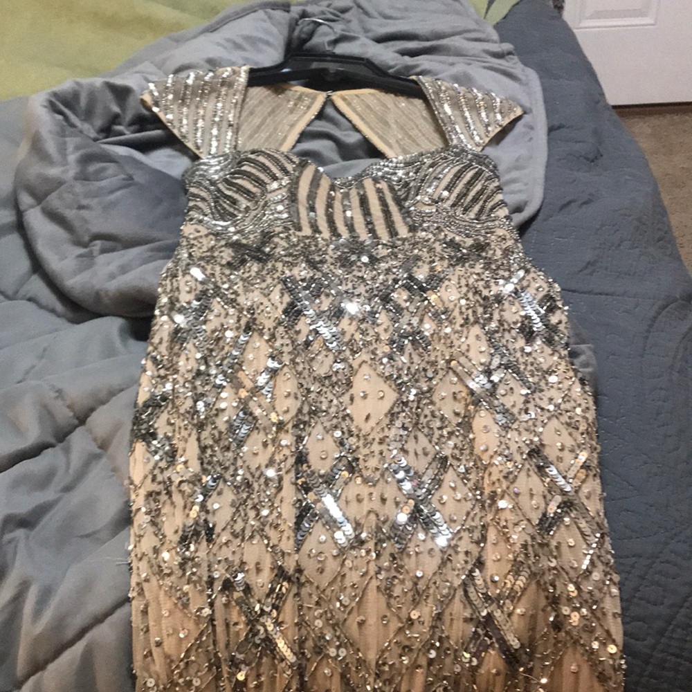 Gorgeous Champagne and Mocha Beaded Gown - Picture 4 of 5